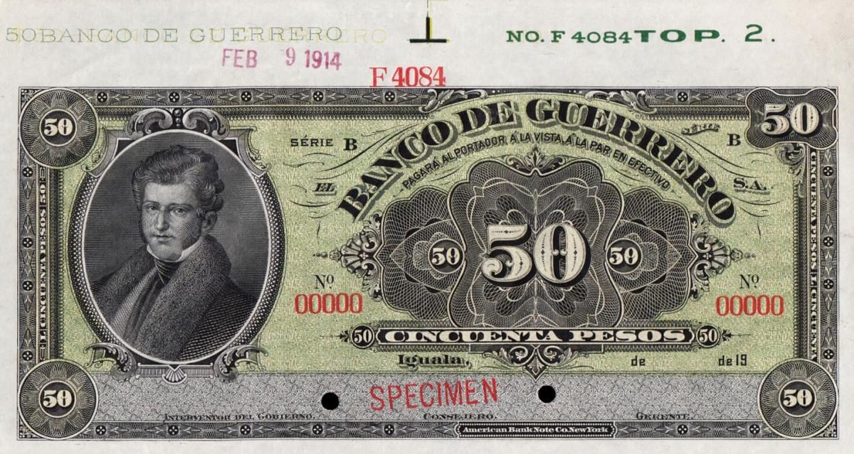 Front of Mexico pS301s2: 50 Pesos from 1906