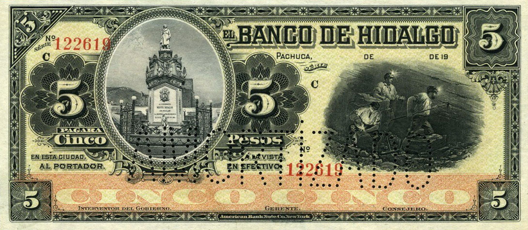 Front of Mexico pS305d: 5 Pesos from 1902