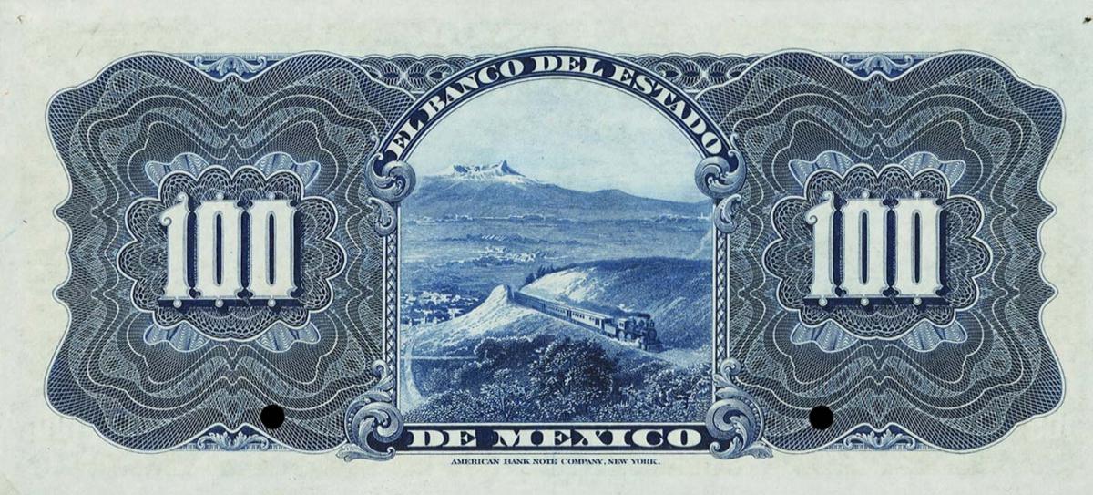 Back of Mexico pS333s: 100 Pesos from 1898