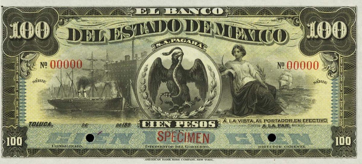 Front of Mexico pS333s: 100 Pesos from 1898