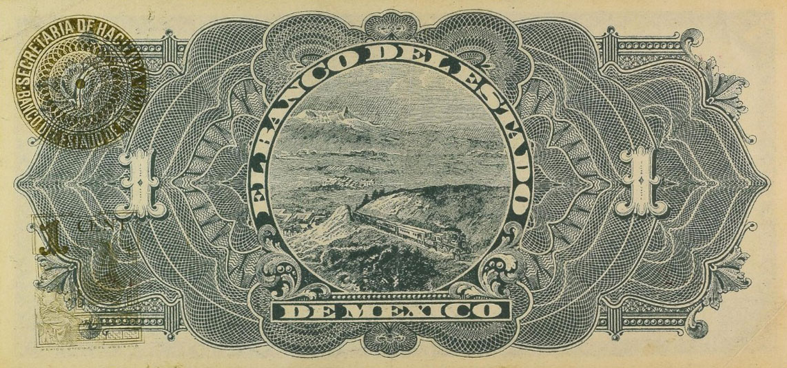 Back of Mexico pS336: 1 Peso from 1914