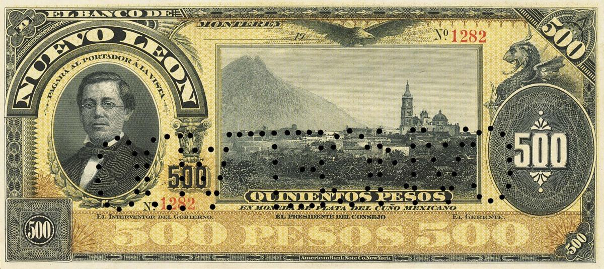 Front of Mexico pS365a: 500 Pesos from 1893