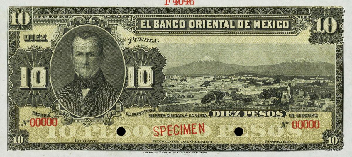 Front of Mexico pS382s: 10 Pesos from 1900
