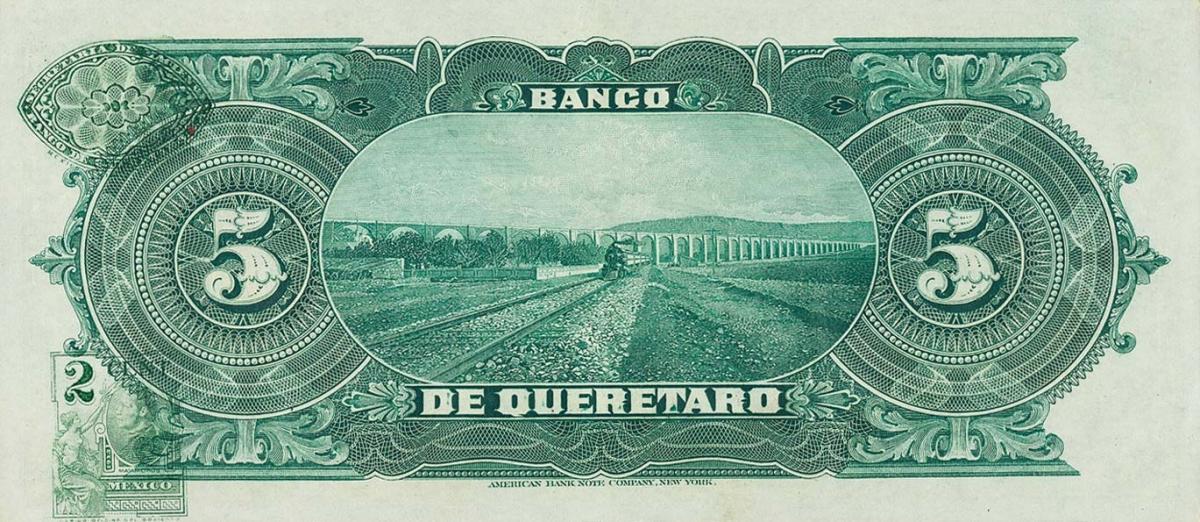 Back of Mexico pS390b: 5 Pesos from 1903