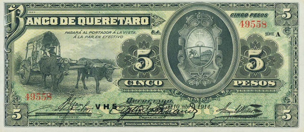 Front of Mexico pS390b: 5 Pesos from 1903