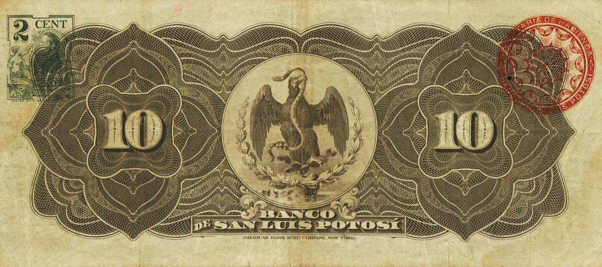 Back of Mexico pS400c: 10 Pesos from 1897