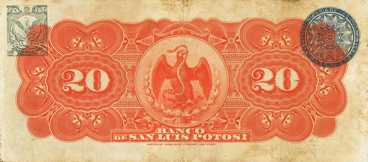Back of Mexico pS401c: 20 Pesos from 1897