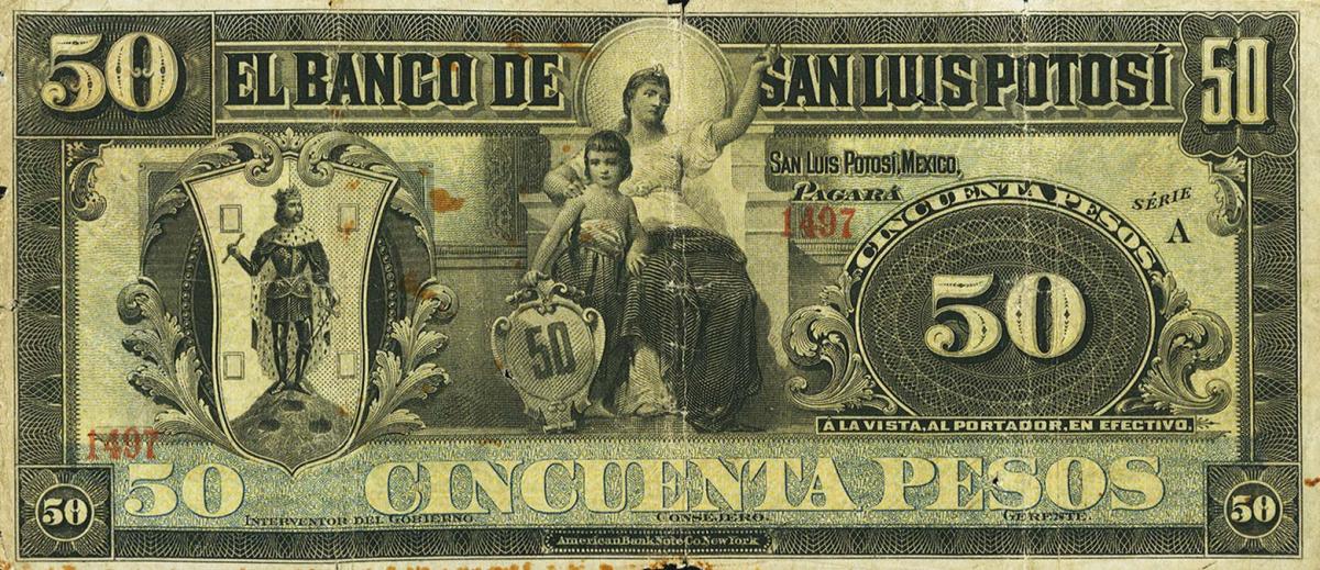 Front of Mexico pS402a: 50 Pesos from 1898