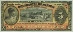 pS408d from Mexico: 5 Pesos from 1898
