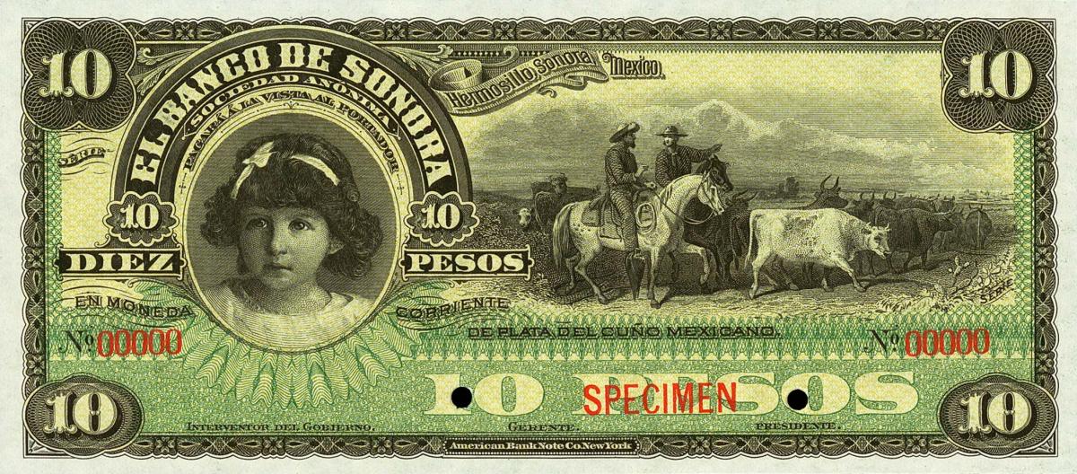 Front of Mexico pS420s: 10 Pesos from 1897