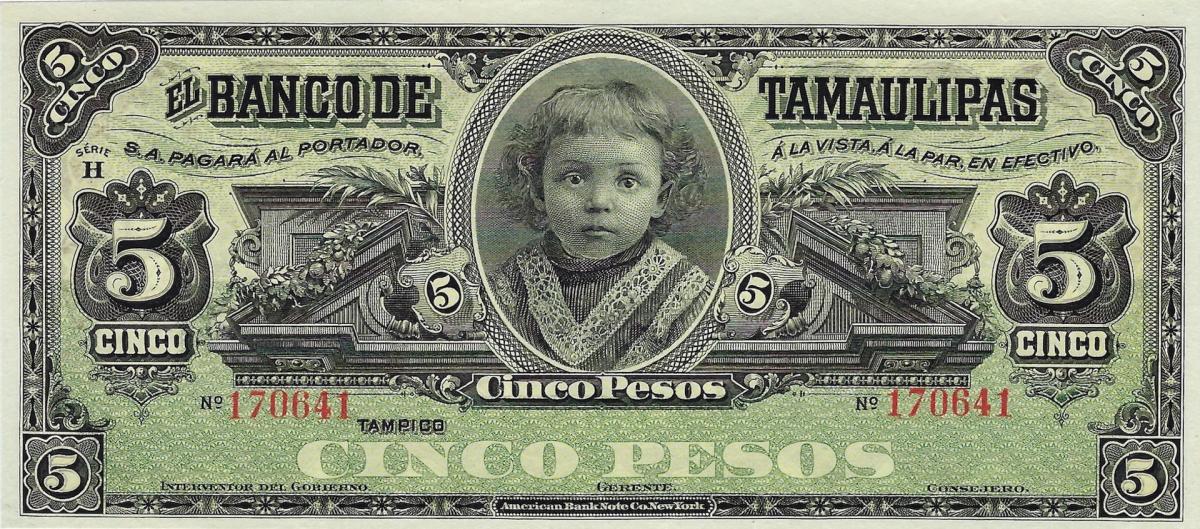 Front of Mexico pS429r: 5 Pesos from 1902