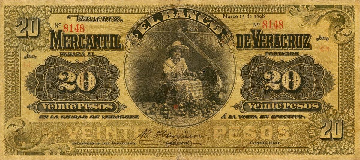 Front of Mexico pS440a: 20 Pesos from 1898