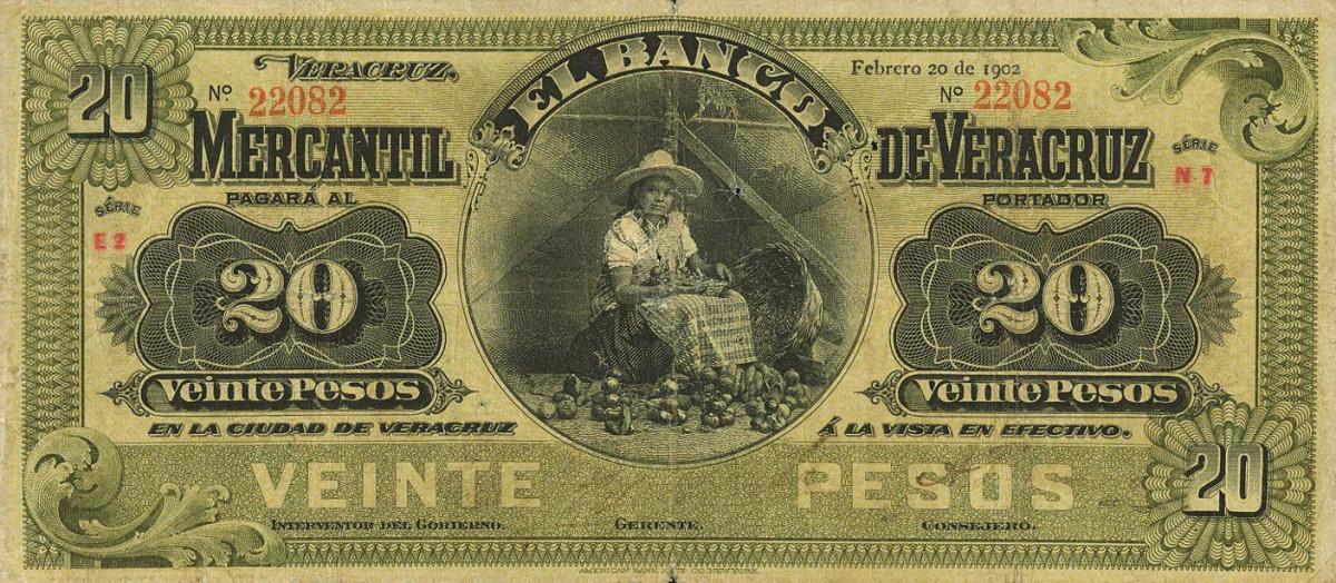 Front of Mexico pS440b: 20 Pesos from 1898
