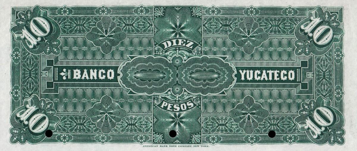 Back of Mexico pS468s2: 10 Pesos from 1890