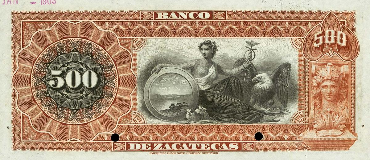 Back of Mexico pS480s: 500 Pesos from 1891