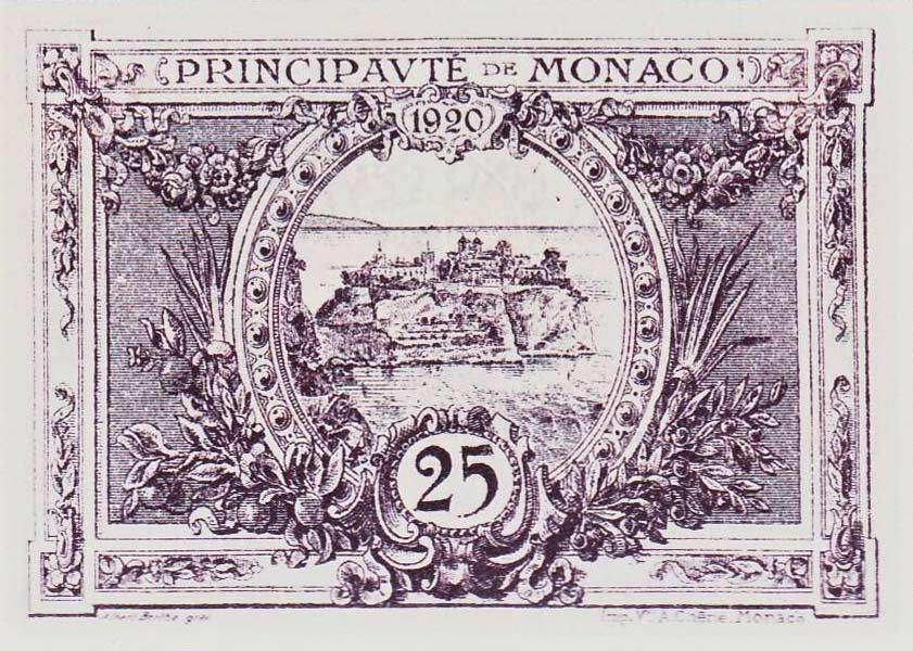 Back of Monaco p2b: 25 Centimes from 1921