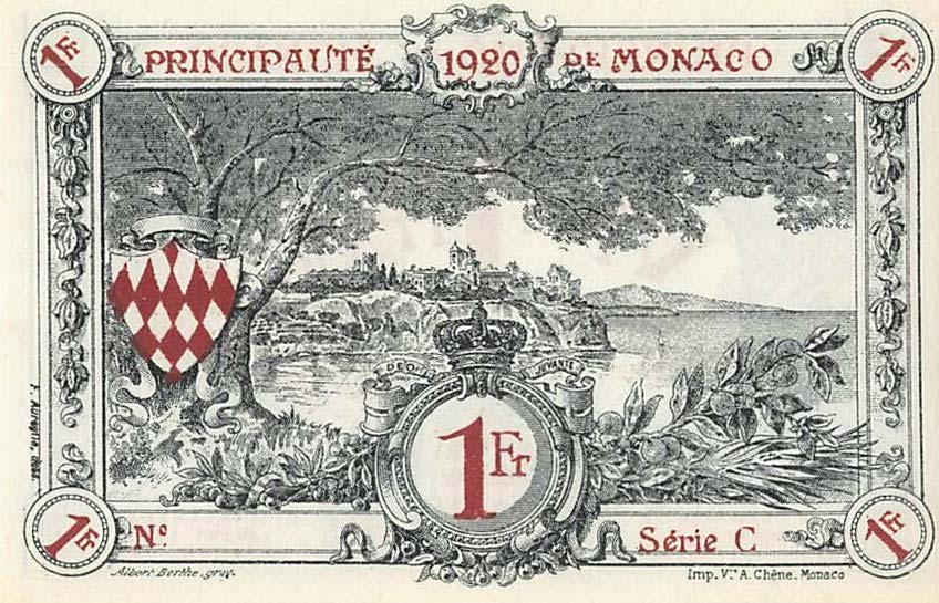 Back of Monaco p5r: 1 Franc from 1920