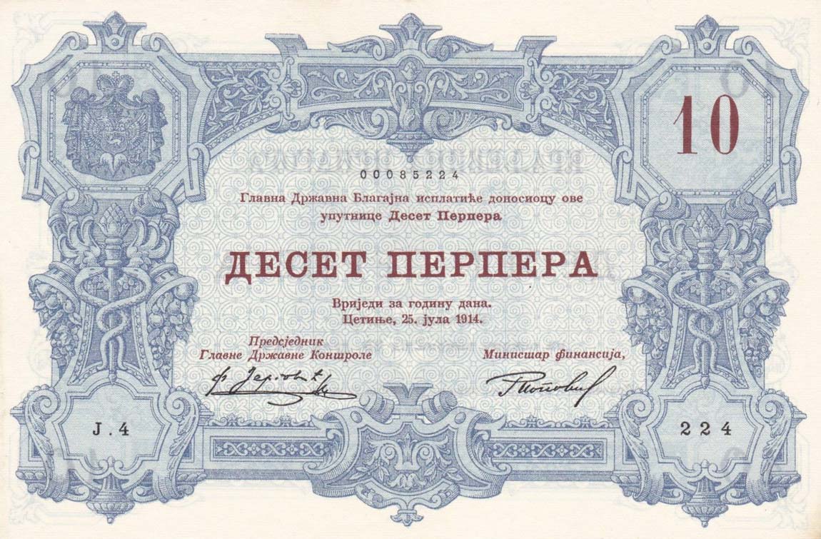 Front of Montenegro p18: 10 Perpera from 1914