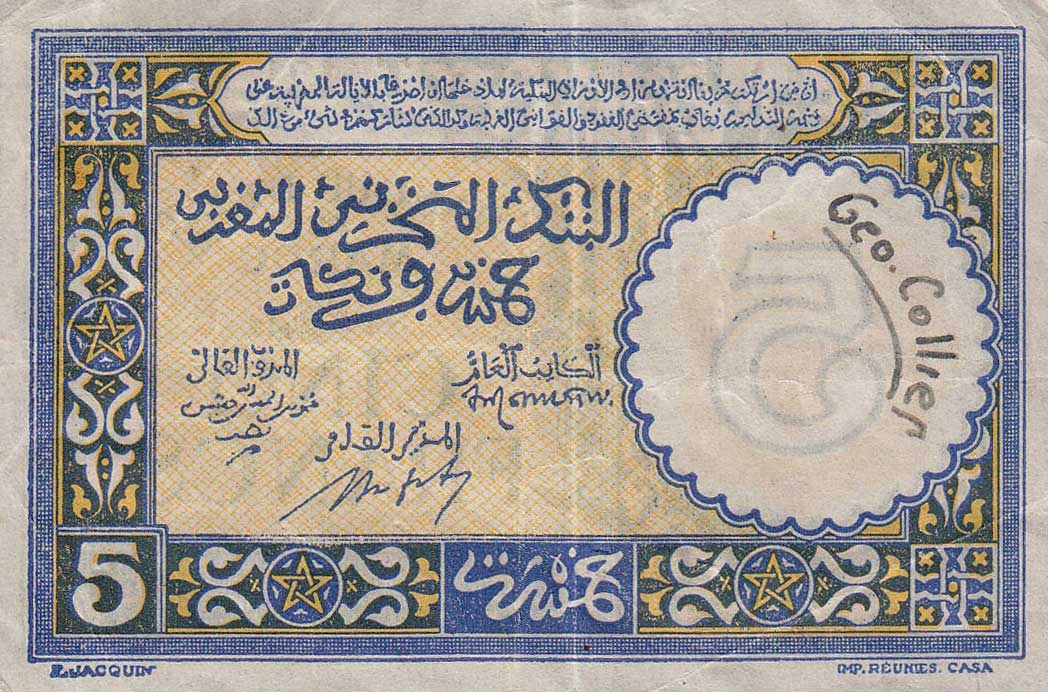 Back of Morocco p33: 5 Francs from 1943