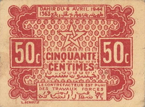 Front of Morocco p41: 50 Centimes from 1944