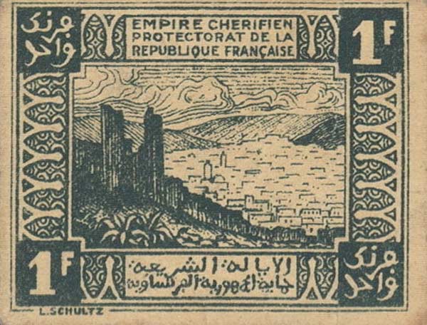 Back of Morocco p42: 1 Franc from 1944
