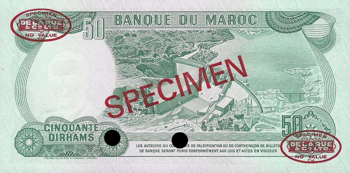Back of Morocco p58s: 50 Dirhams from 1985