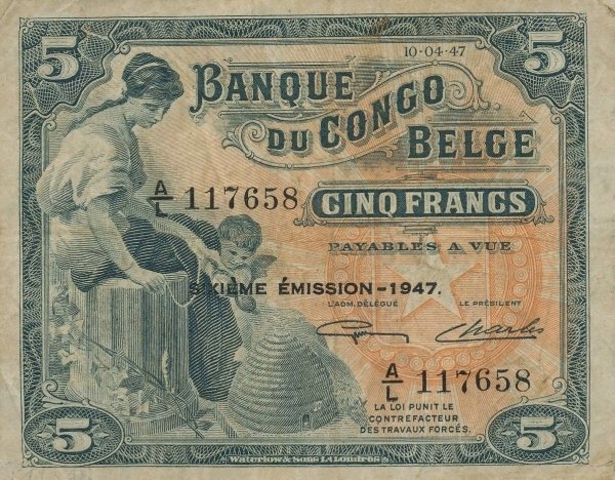 Front of Belgian Congo p14A: 10 Francs from 1941