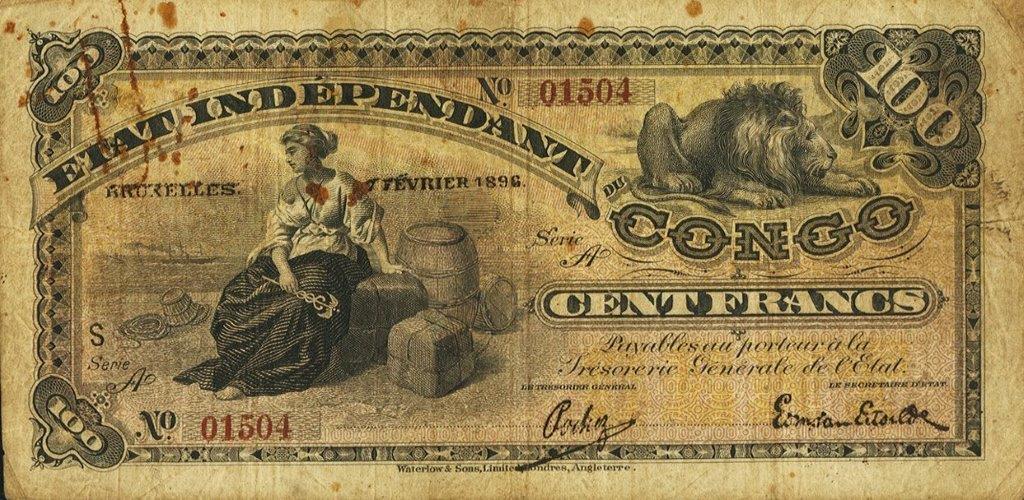 Front of Belgian Congo p2a: 100 Francs from 1896