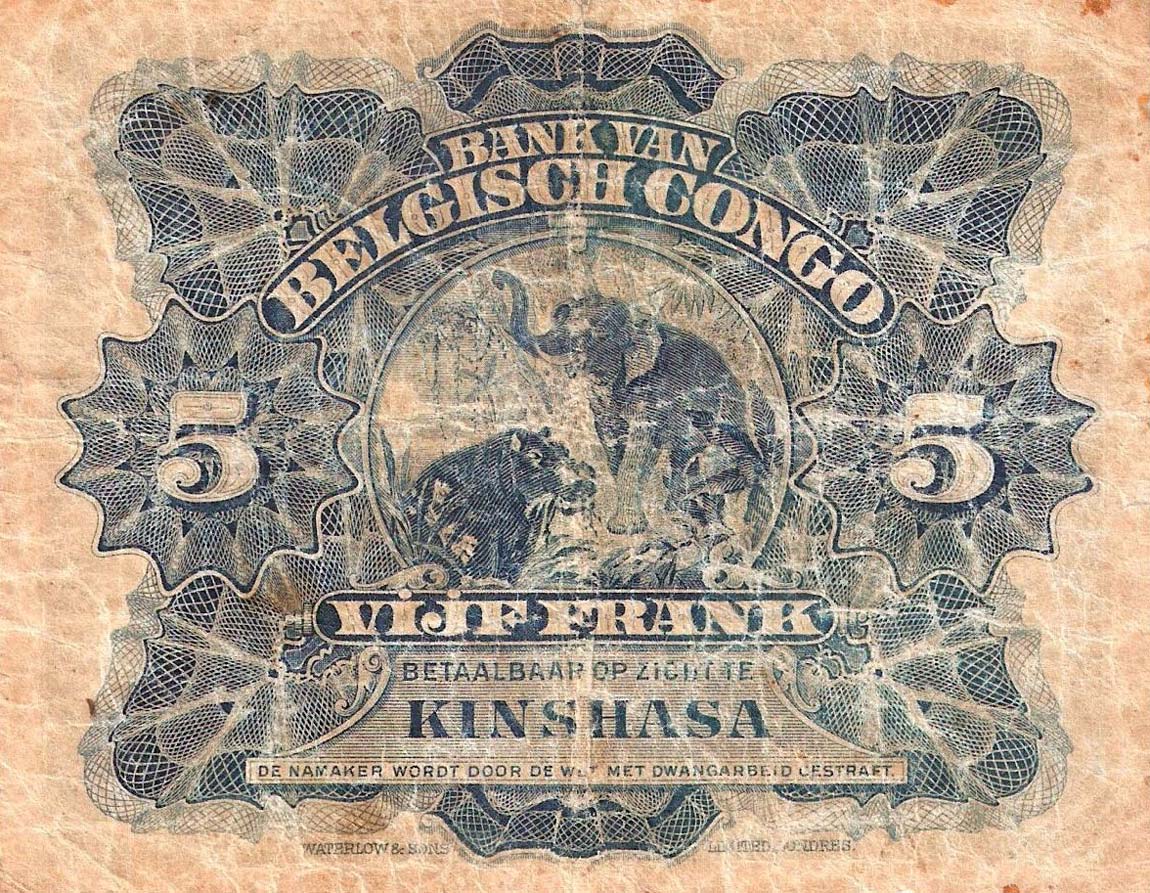 Back of Belgian Congo p4a: 5 Francs from 1914