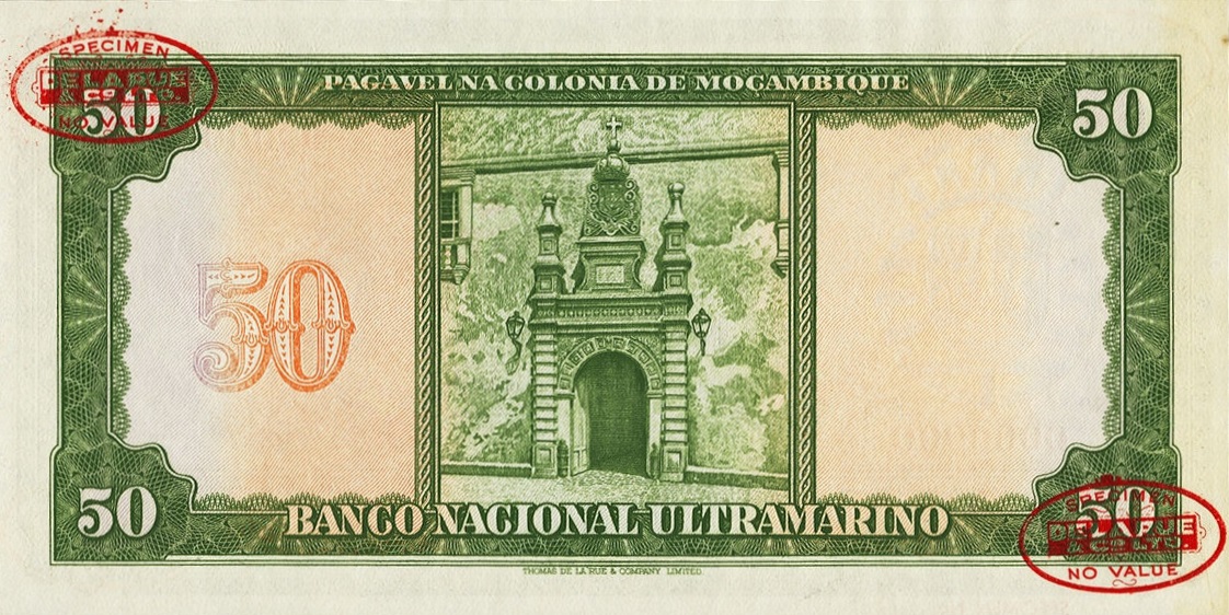 Back of Mozambique p102s: 50 Escudos from 1950