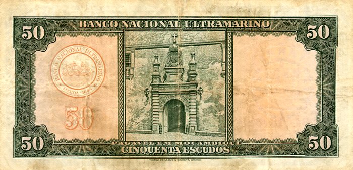 Back of Mozambique p106a: 50 Escudos from 1958