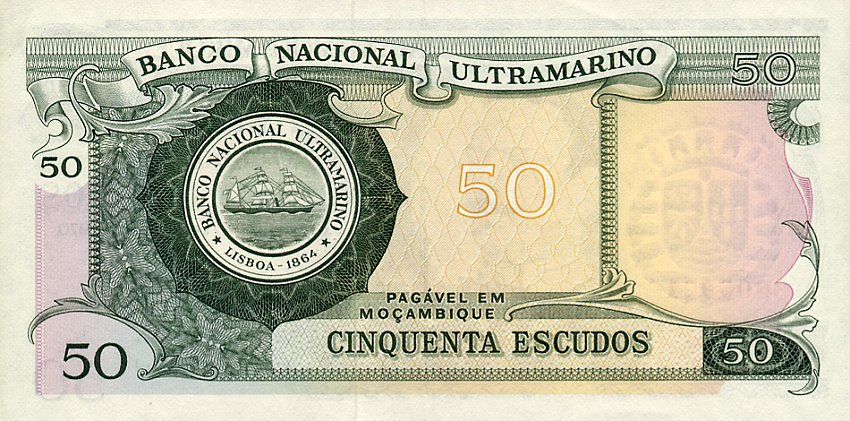 Back of Mozambique p111a: 50 Escudos from 1970