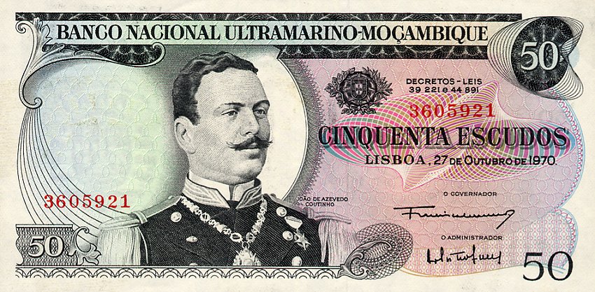 Front of Mozambique p111a: 50 Escudos from 1970