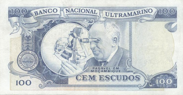 Back of Mozambique p113a: 100 Escudos from 1972