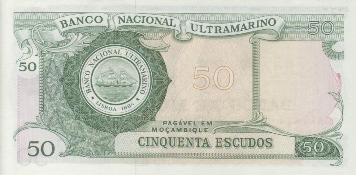 Back of Mozambique p116a: 50 Escudos from 1970
