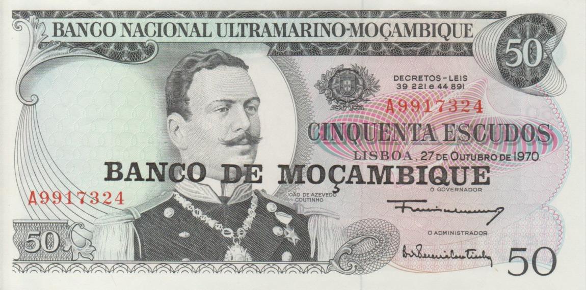 Front of Mozambique p116a: 50 Escudos from 1970