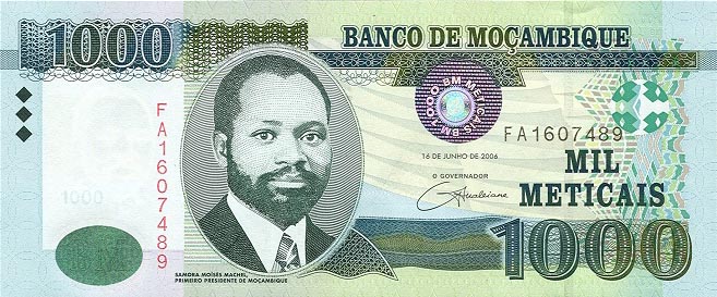 Front of Mozambique p148a: 1000 Meticas from 2006