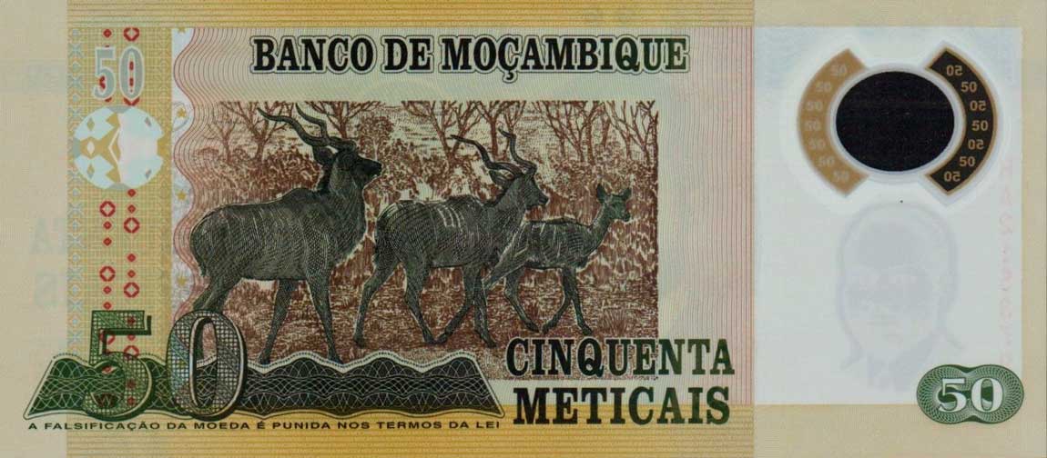Back of Mozambique p150a: 50 Metica from 2011