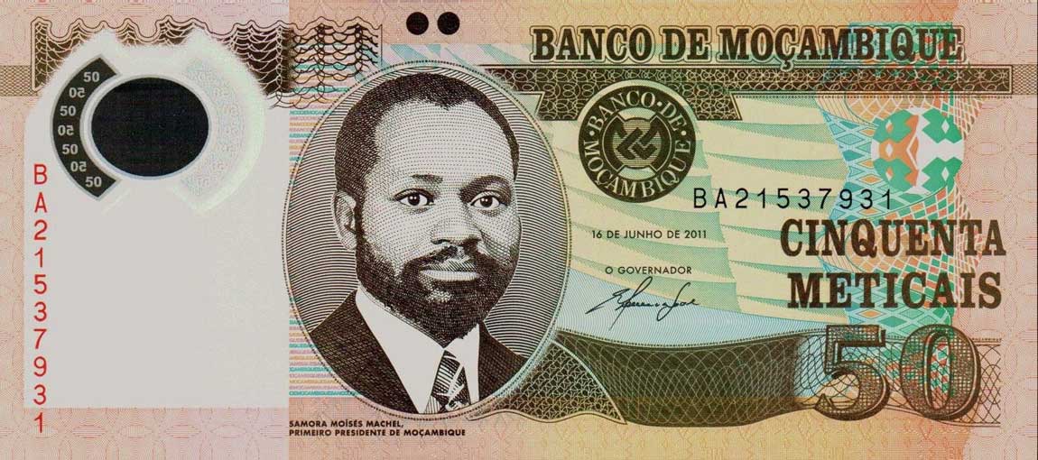 Front of Mozambique p150a: 50 Metica from 2011
