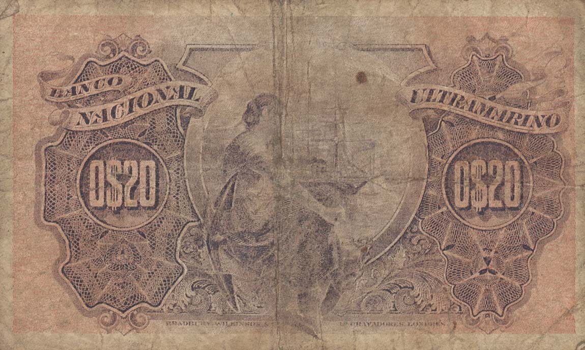 Back of Mozambique p57: 20 Centavos from 1914