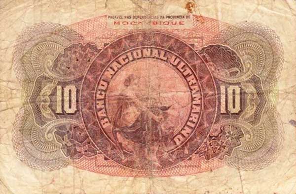 Back of Mozambique p69a: 10 Escudos from 1921