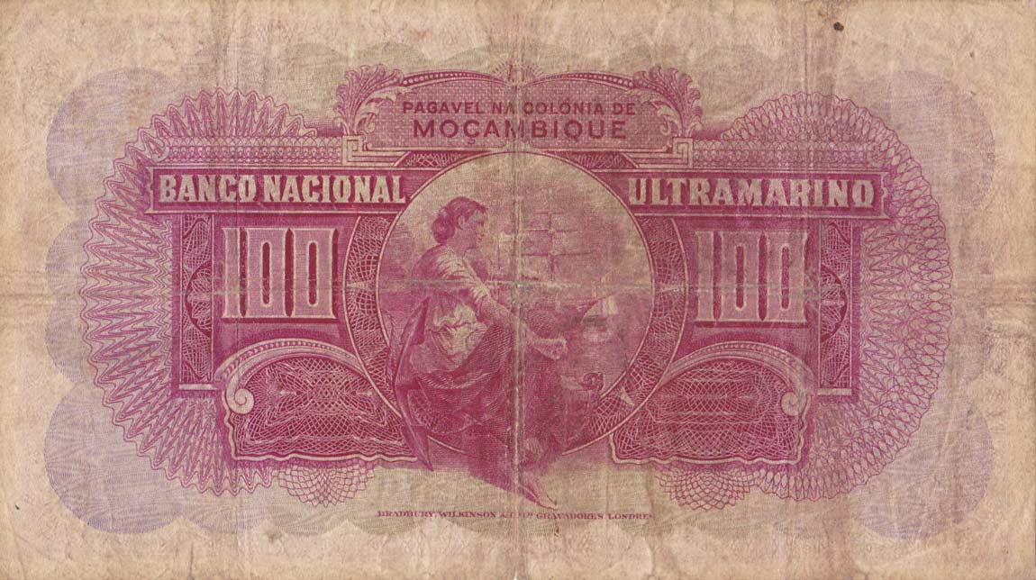 Back of Mozambique p76a: 100 Escudos from 1938