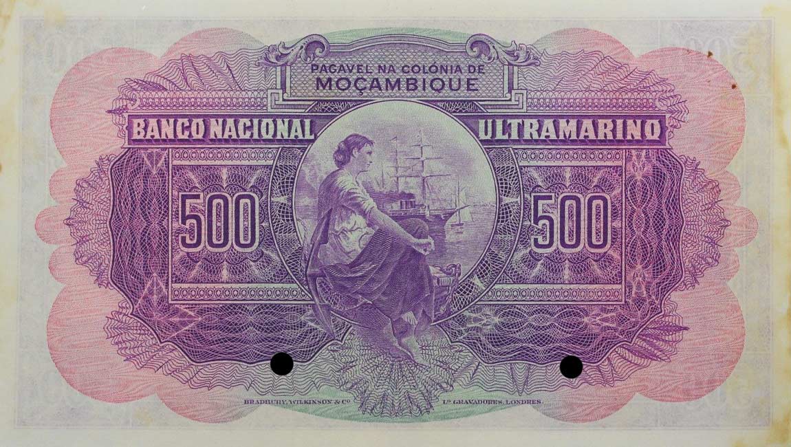 Back of Mozambique p87s: 500 Escudos from 1941