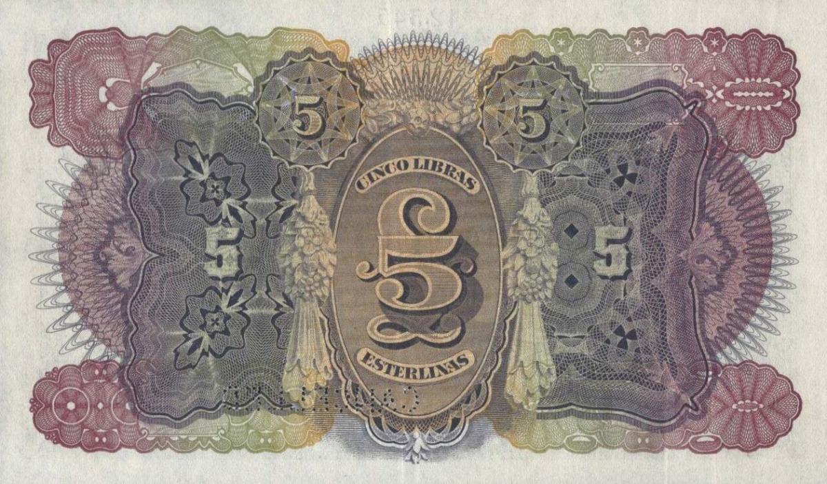 Back of Mozambique pR32s: 5 Libras from 1934