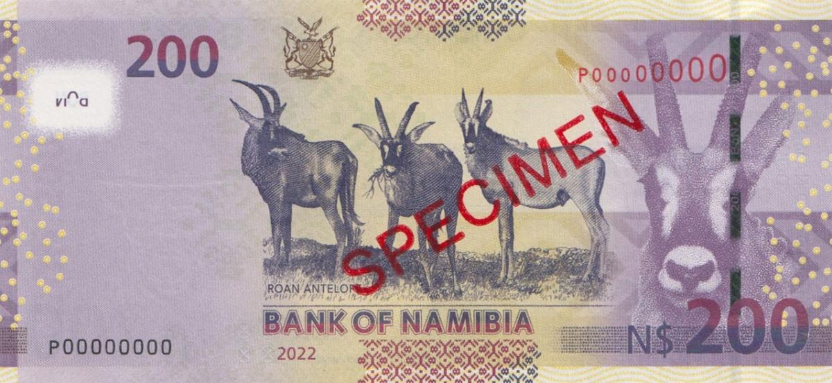 Back of Namibia p15s4: 200 Namibia Dollars from 2022