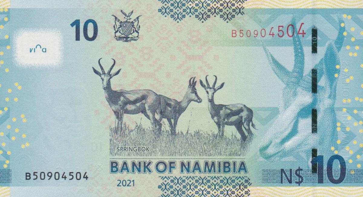 Back of Namibia p16b: 10 Namibia Dollars from 2021