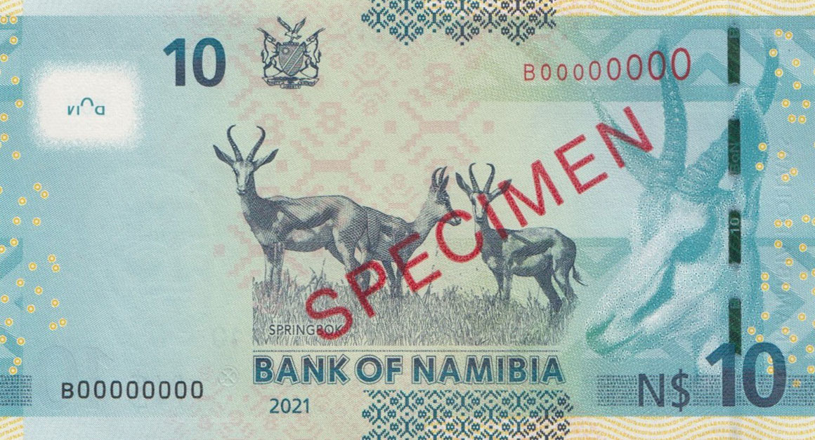 Back of Namibia p16s2: 10 Namibia Dollars from 2021