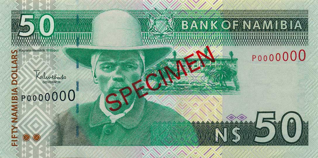 Front of Namibia p7s: 50 Namibia Dollars from 1999