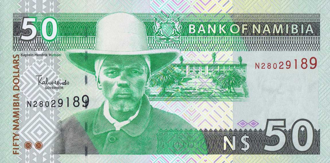 Front of Namibia p8b: 50 Namibia Dollars from 1999