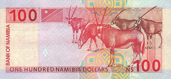 Back of Namibia p9s: 100 Namibia Dollars from 1999